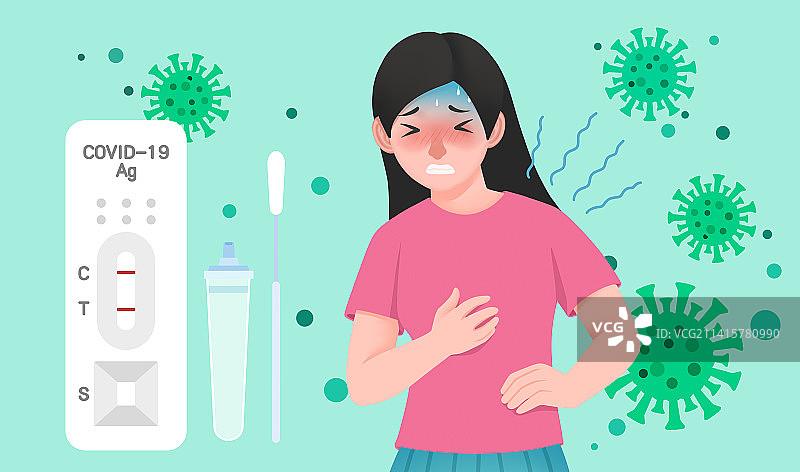 新冠病毒症状插画图片素材