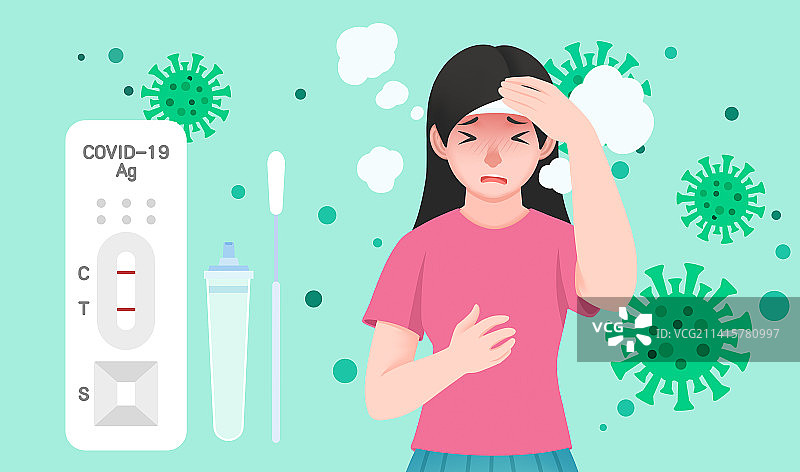新冠病毒症状插画图片素材