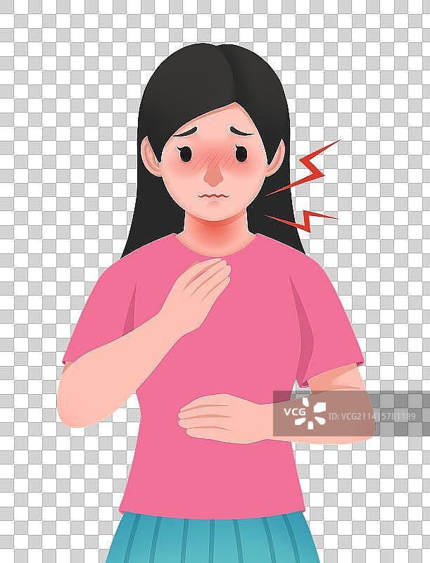 卡通咽喉肿痛生病的人图片素材