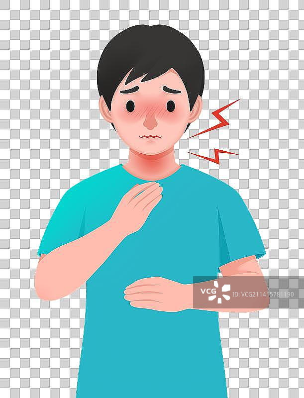 卡通咽喉肿痛生病的人图片素材