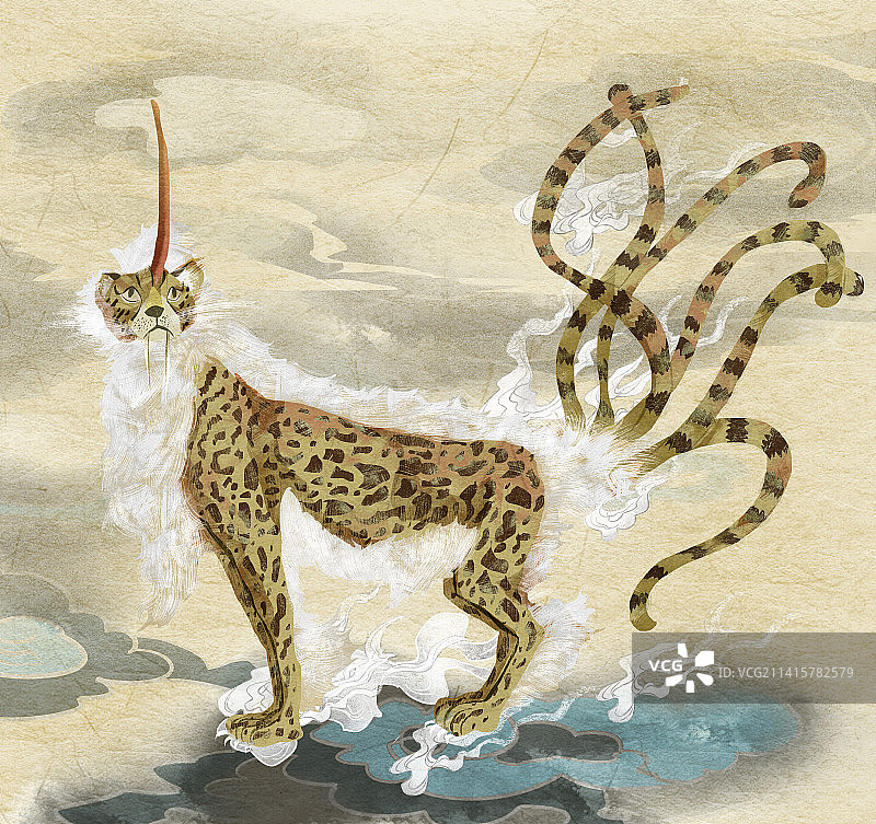 山海经异兽-狰插画图片素材