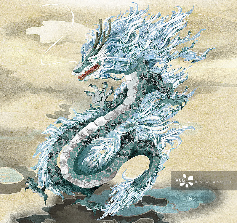 四方神兽青龙插画图片素材