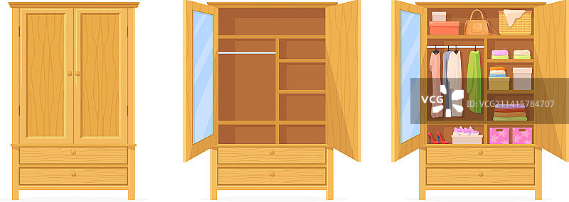 关闭的木制碗橱图片素材