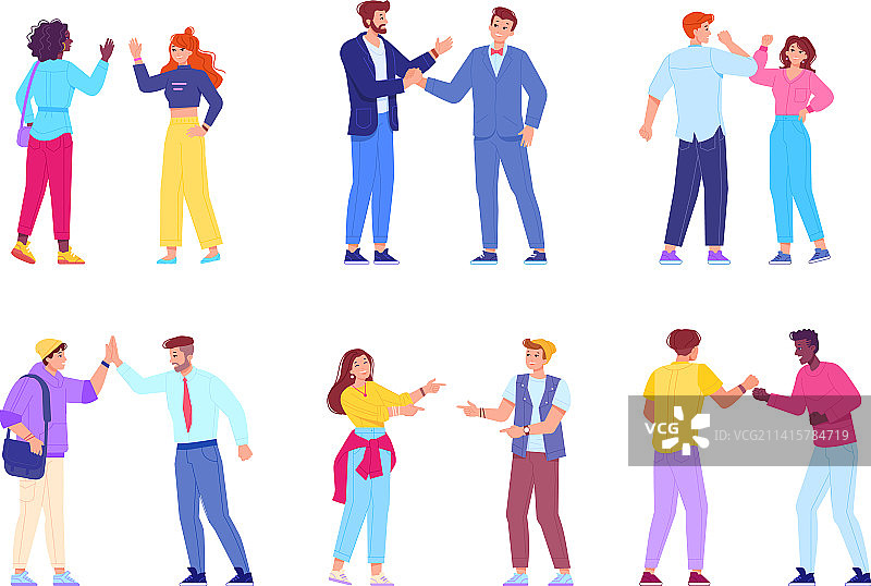 朋友们高兴地击掌问候图片素材