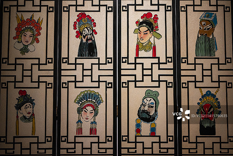 京剧脸谱屏风图片素材