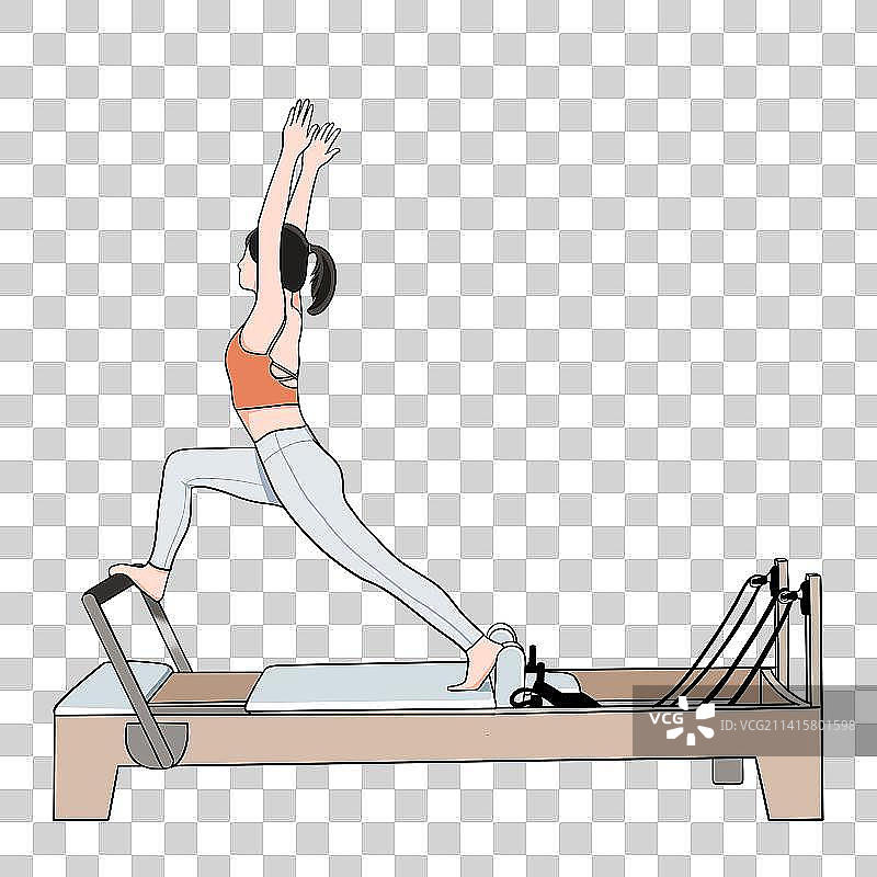 普拉提大器械女生瑜伽插画元素图片素材