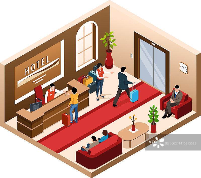 2.5D酒店大堂场景图片素材