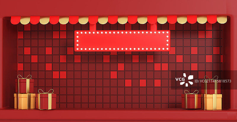 C4D立体几何电商展台背景图片素材