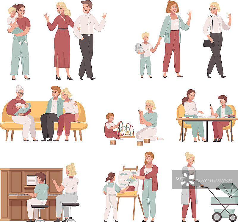 卡通保姆图案合集图片素材