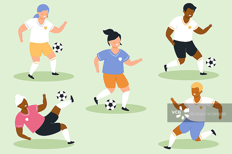 扁平风格足球运动员合集图片素材