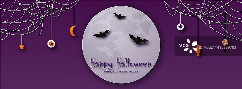 剪纸风格万圣节贺卡图片素材