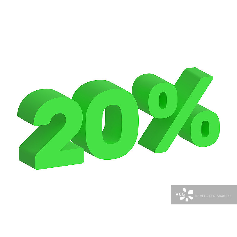 3D绿色哑光20%折扣图标图片素材