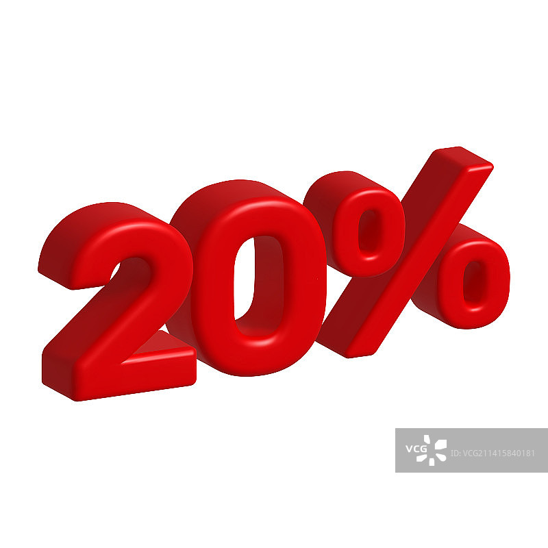 红色闪亮20%折扣3D图标图片素材