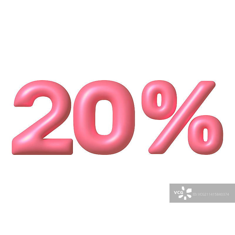 粉色3D 20%折扣促销图标图片素材