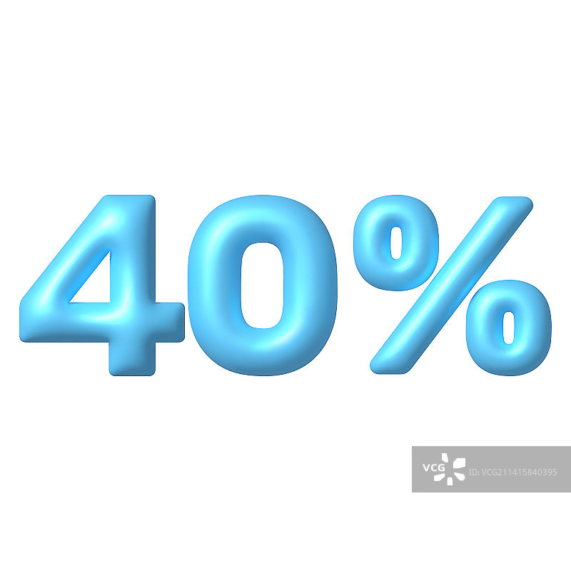 3D图标蓝色光泽40%折扣图片素材