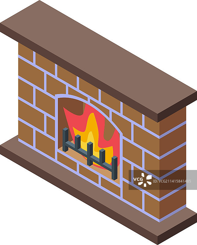 砖炉图标2.5D火焰房屋图片素材