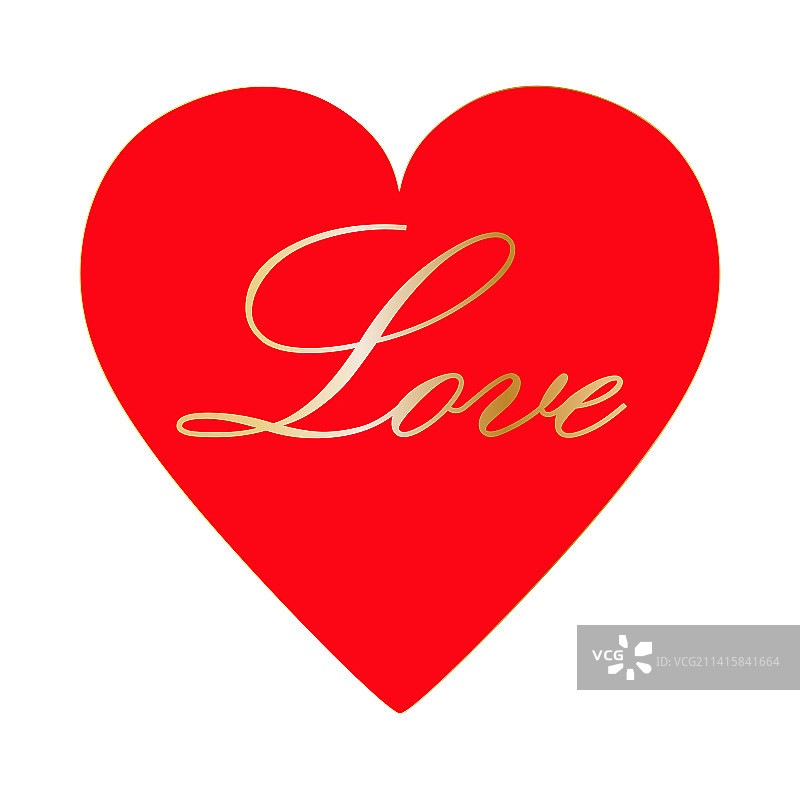情人节快乐，金色文字大红心图片素材