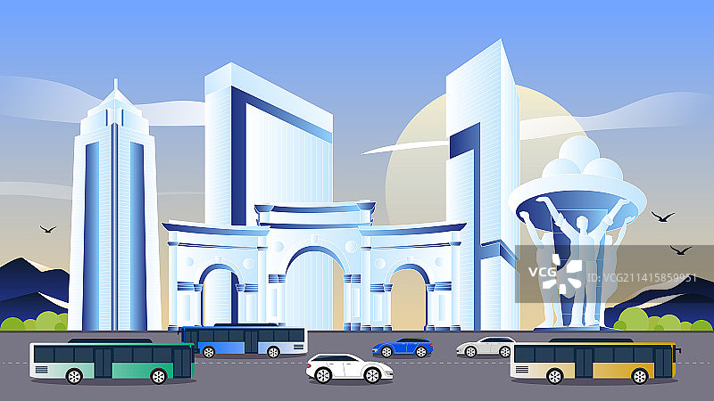 茂名城市复工插画图片素材