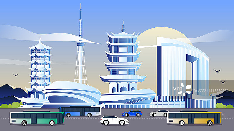 孝感城市复工插画图片素材