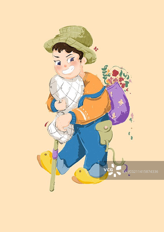 打鱼的小男孩图片素材