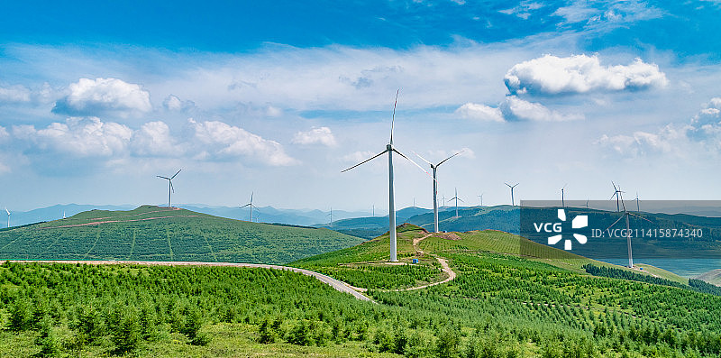 河北张家口草原天路坝上草原风车图片素材