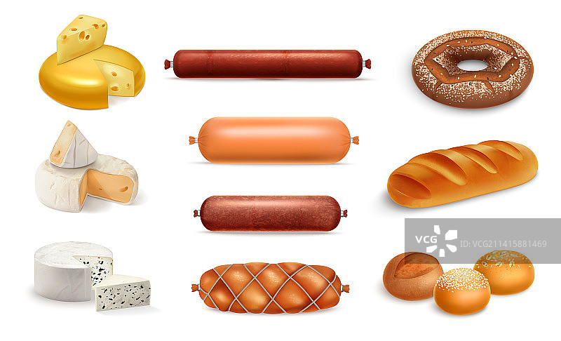 逼真的食物套装图片素材