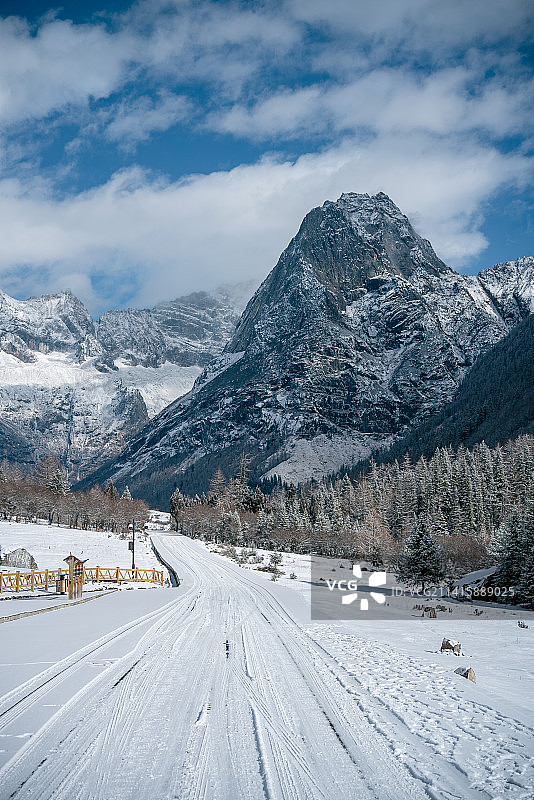 四川阿坝四姑娘山公路雪景云海雾凇图片素材
