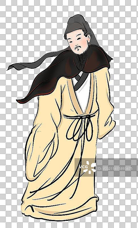 中国风古典风格中国画人物元素文学艺术插图图片素材