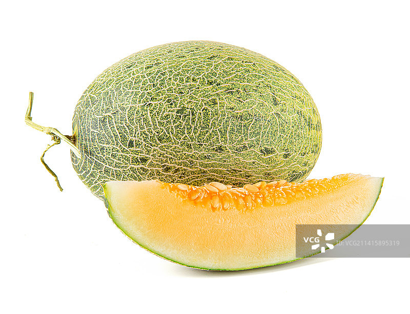 新鲜的哈密瓜孤立在白色背景上图片素材