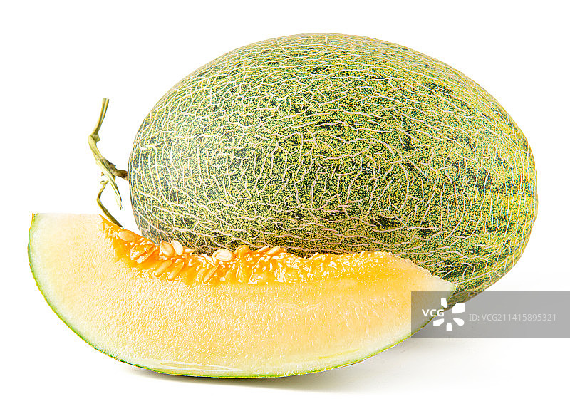 新鲜的哈密瓜孤立在白色背景上图片素材
