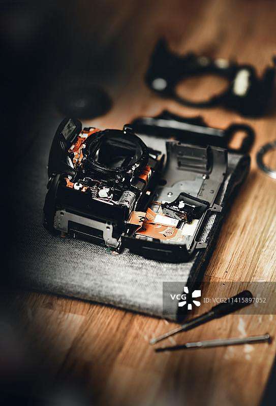 俯视角度拍摄的桌上相机，印度尼西亚图片素材