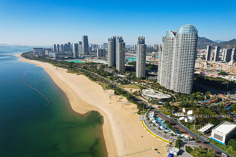 航拍厦门环东海域景观图片素材