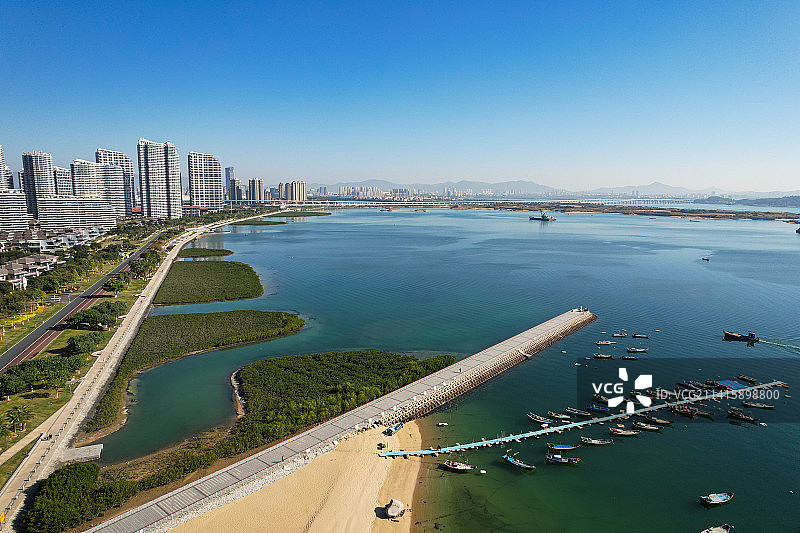 航拍厦门环东海域景观图片素材