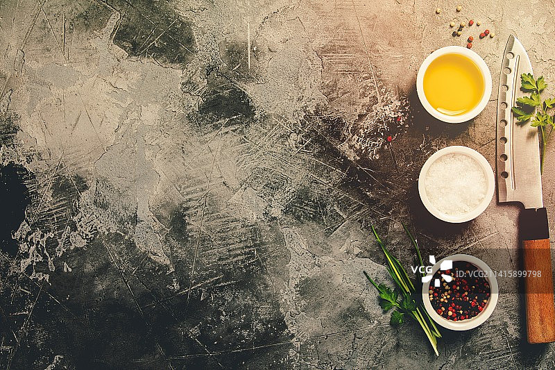 桌子上食材的俯视图图片素材