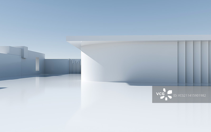 3D白色广场建筑图片素材
