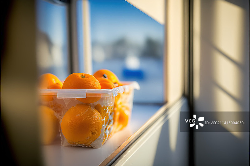 印度尼西亚桌上玻璃容器中橙色水果的特写图片素材