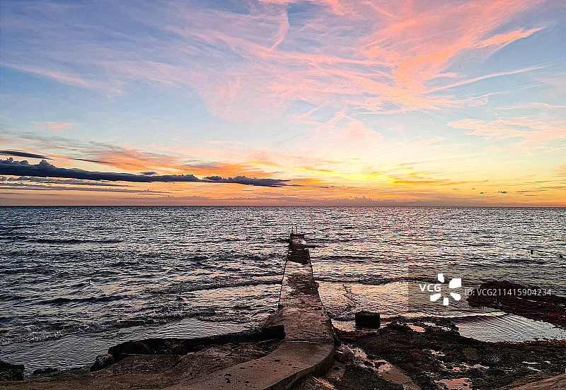 乌马格日落海景，克罗地亚图片素材