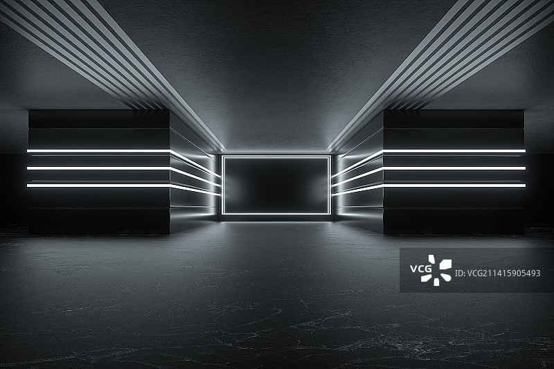 "三维建模室内3D场景 三维渲染发光室内3D场景"图片素材