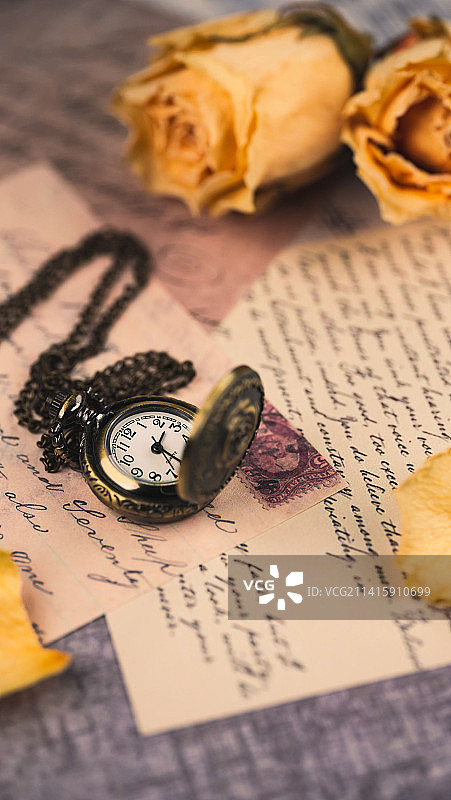 地图上的怀表特写图片素材