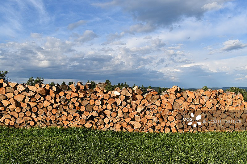 加拿大田野里的一堆木柴图片素材