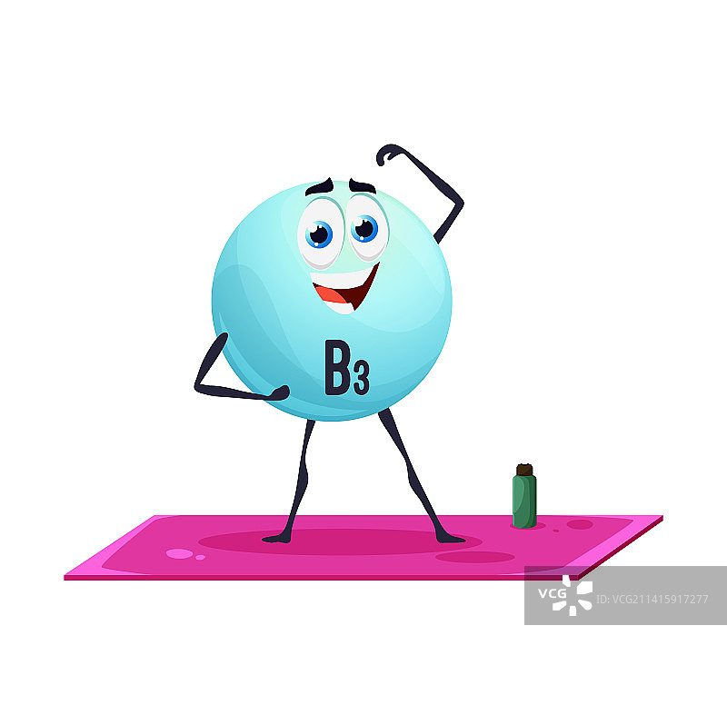 卡通维生素B3健身烟酸角色图片素材