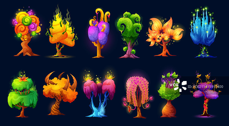 奇幻外星魔法树木植物游戏素材图片素材