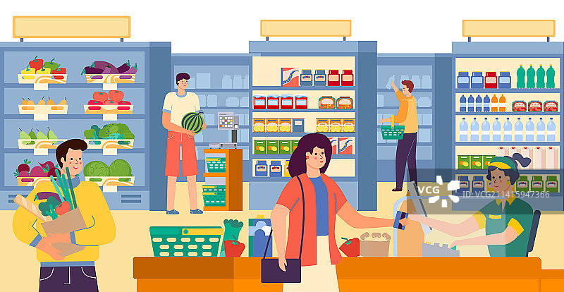 一起购买食物的人物图片素材