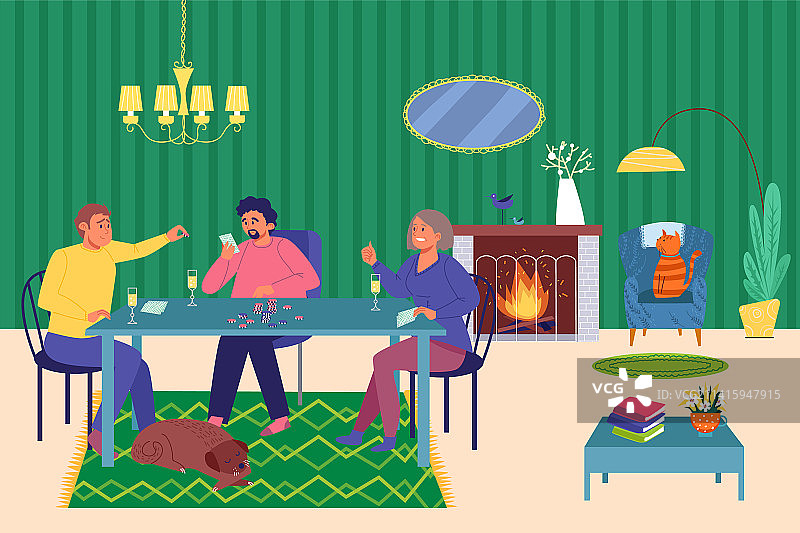 人们聚在一起玩博彩游戏图片素材