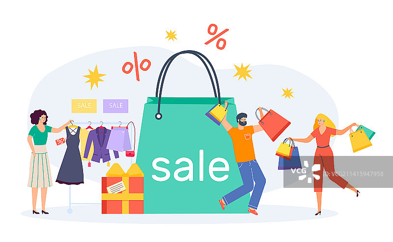 购物商店概念人物角色图片素材