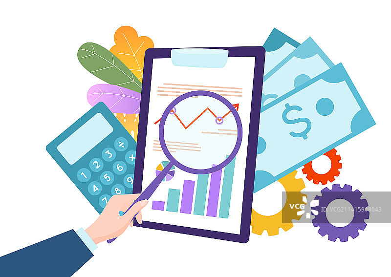 商务人士手持放大镜观察业务图片素材