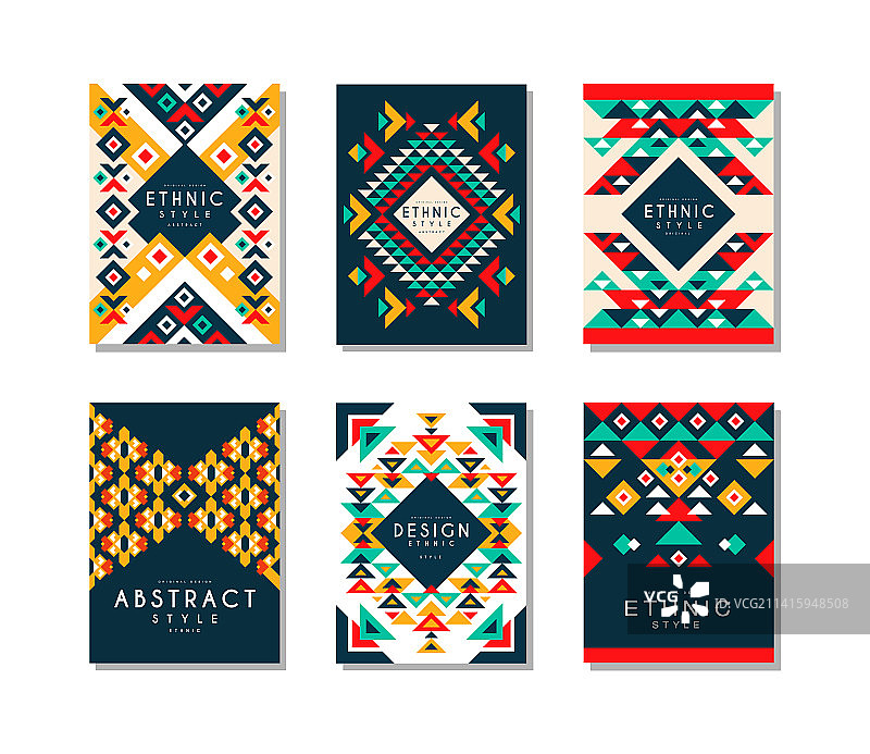 民族抽象风格卡片模板套装（彩色）图片素材