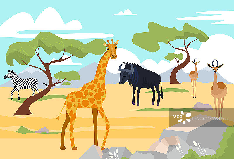 非洲户外荒野稀树草原景观图片素材