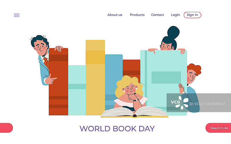 世界读书日在线网站着陆页模板图片素材