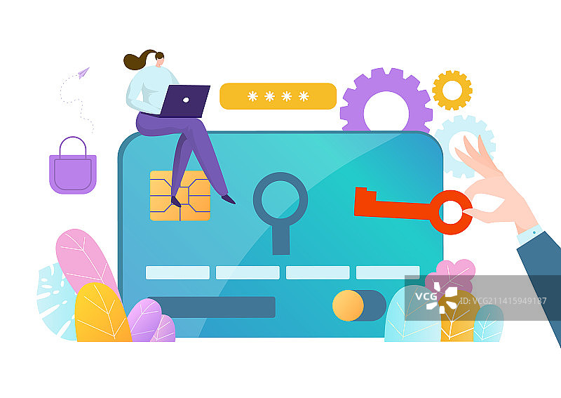 个人数据保护密码小人图片素材